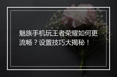 魅族手机玩王者荣耀如何更流畅？设置技巧大揭秘！