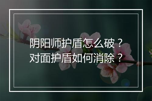 阴阳师护盾怎么破？对面护盾如何消除？