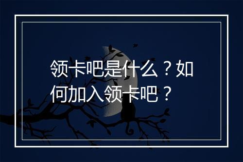 领卡吧是什么？如何加入领卡吧？