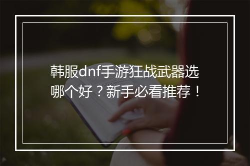 韩服dnf手游狂战武器选哪个好？新手必看推荐！