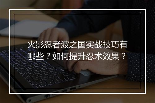 火影忍者波之国实战技巧有哪些？如何提升忍术效果？