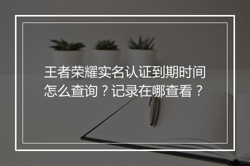 王者荣耀实名认证到期时间怎么查询？记录在哪查看？